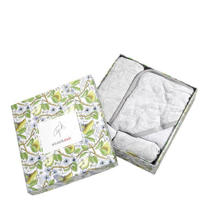 Bundle of Joy Gift Set for new baby in Bamboo and cotton with garden print| muslin swaddle hooded towel and washcloth | Storksak – Award-winning Baby Nappy Bags & Accessories