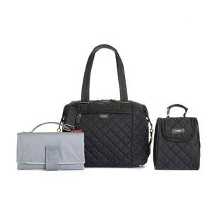 Stevie quilt black Baby Changing Bag | shoulder bag Changing Bag with accessories | Storksak – Award-winning Baby Changing Bags & Accessories	