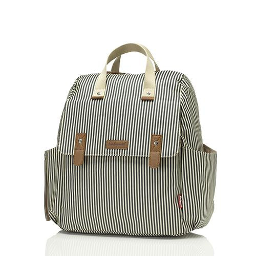 Babymel convertible nappy bag , Robyn navy stripe, front view, unisex backpack changing bag, printed rucksack, bag, baby bag