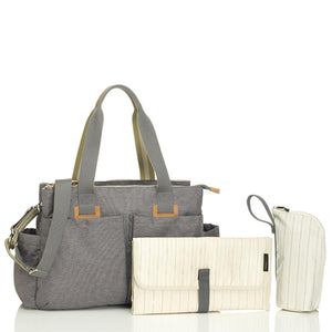 Storksak Travel Shoulder bag Grey changing Bag with change mat and bottle holder | Shoulder bag | Storksak - Award-winning Baby Changing Bags & Accessories