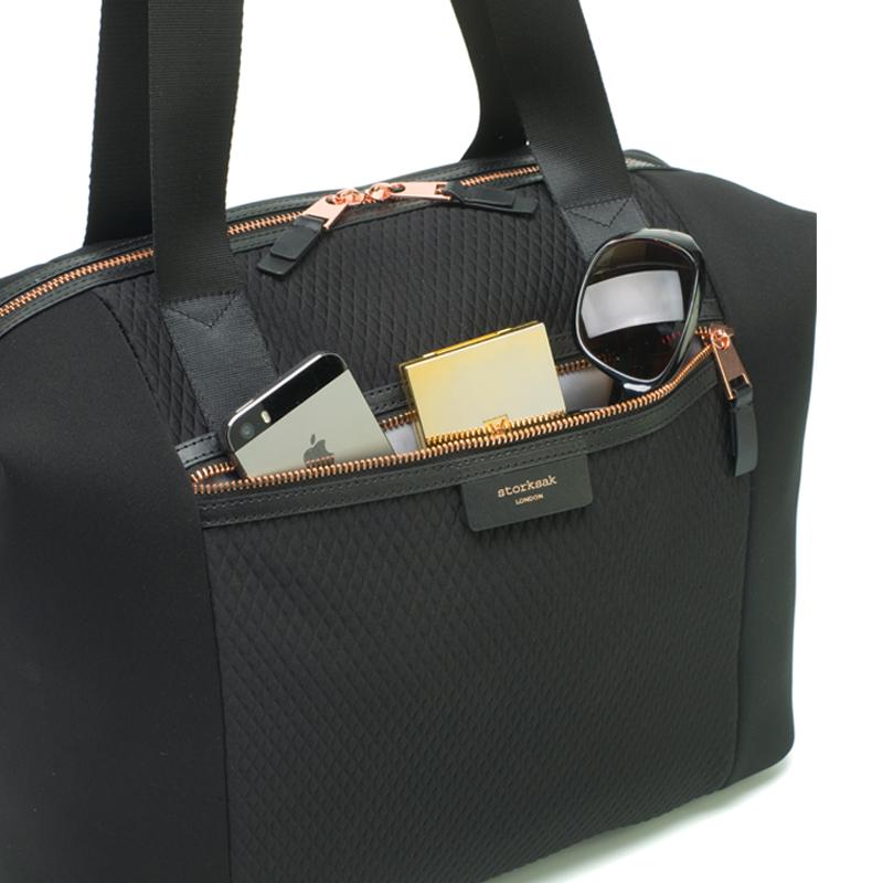 Stevie Luxe Black Nappy Bag in Scuba Fabric Storksak Australia New Zealand