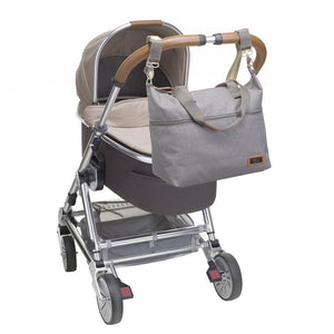 Storksak Travel Expandable tote Grey hospital bag on buggy | Maternity hospital bag | Storksak - Award-winning Baby Changing Bags & Accessories